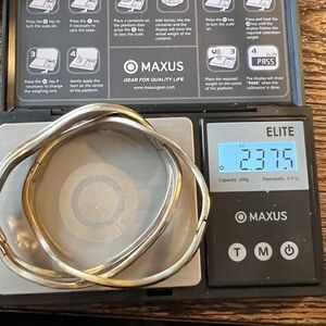 2.38 oz Set 3 Sterling Silver hammered wavy hinged cuff bracelets 925